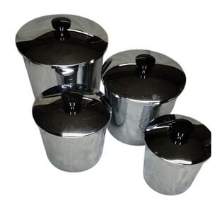 Everedy Classic Chrome Canister Set 4pc Vintage Mid-Century Kitchen Storage